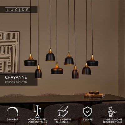 Lucide CHAYANNE - Pendelleuchten - 8xE14 - Schwarz